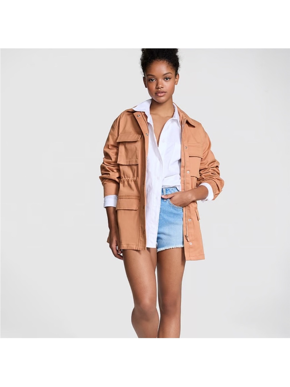 PINK Victoria's Secret Tan Utility Jacket with Front Pockets